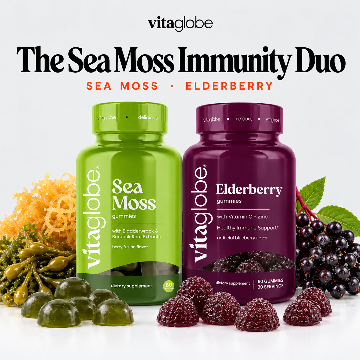 The Sea Moss Immunity Duo: Vita Globe Sea Moss and Elderberry gummies