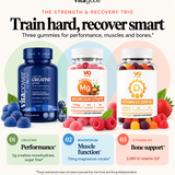 The Strength & Recovery Trio: creatine, magnesium citrate and vitamin D3 2,000 IU gummies
