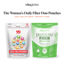 Vita Globe The Women's Daily Fiber Duo Pouches: Adult Multivitamin and Prebiotic Fiber gummy pouches
