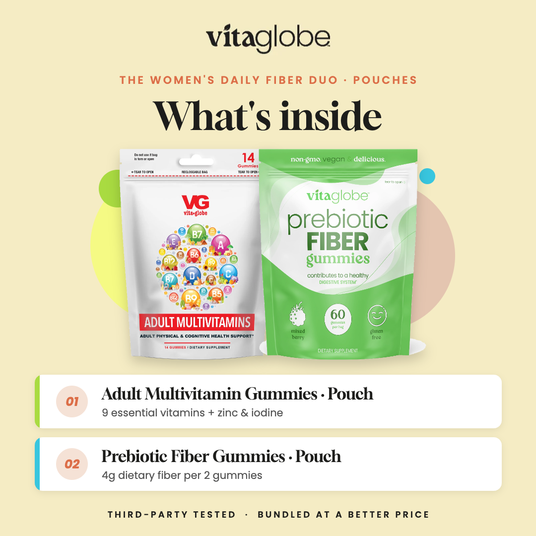 What's inside Vita Globe The Women's Daily Fiber Duo Pouches