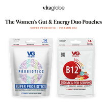Vita Globe The Women's Gut & Energy Duo Pouches: Super Probiotic and Vitamin B12 gummy pouches