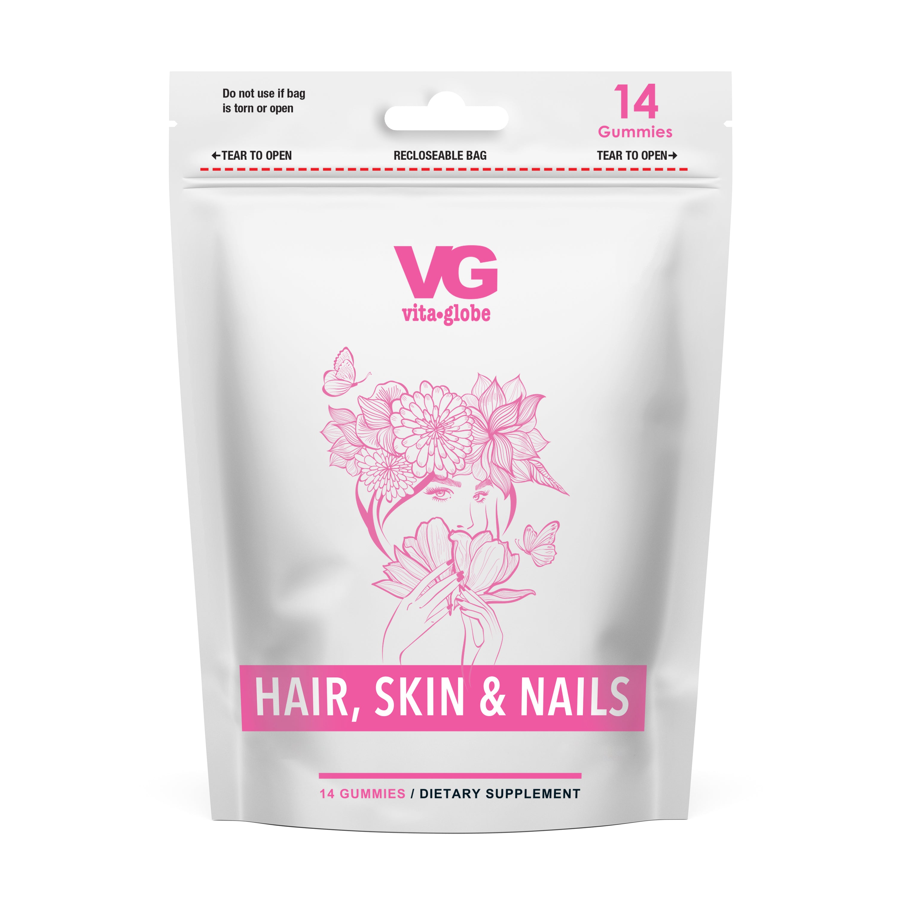 Vita globe hair skin and nails gummy pouches