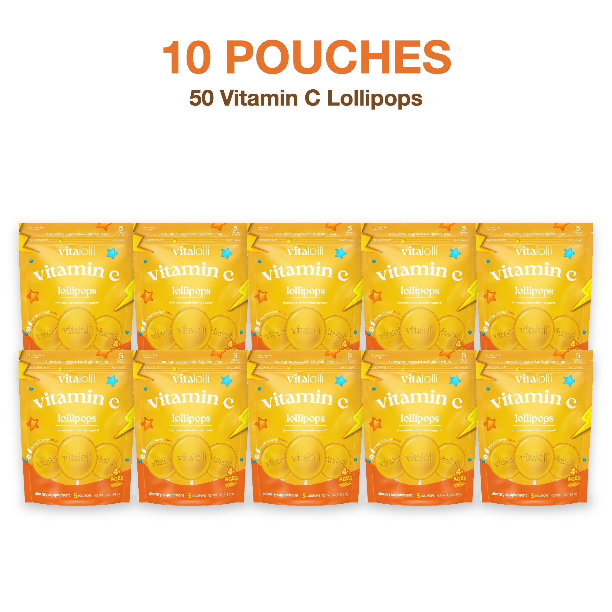 Vitalolli Vitamin C Lollipops 10 pouch box, 50 lollipops