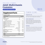 Vitavits Adult Multivitamin Gummies pouch Supplement Facts, suggested use, other ingredients and warnings