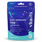 Vitavits Kids' Melatonin 1mg Gummies 14-count travel pouch, natural blueberry flavor, ages 4+