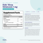 Vitavits Kids' Melatonin 1mg Gummies pouch Supplement Facts, suggested use, other ingredients and warnings