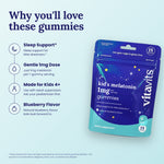 Why you'll love Vitavits Kids' Melatonin 1mg Gummies: gentle 1mg dose, made for kids 4+, blueberry flavor